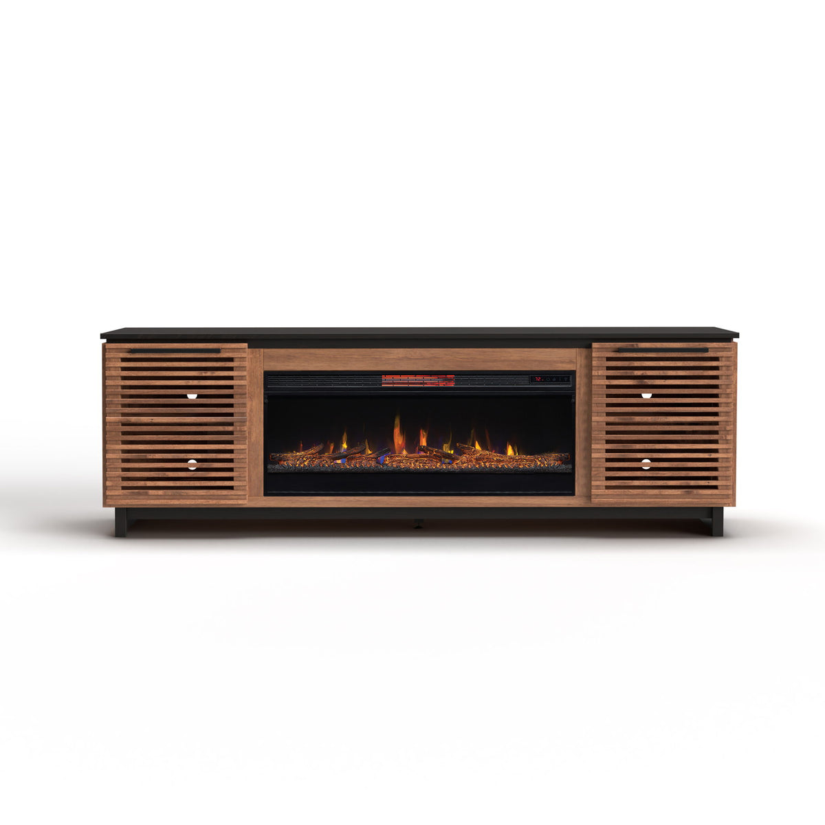 Fireplace TV Stand Console For TVs Up To 100" - Black / Bourbon