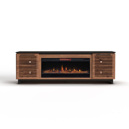 Fireplace TV Stand Console For TVs Up To 100" - Black / Bourbon