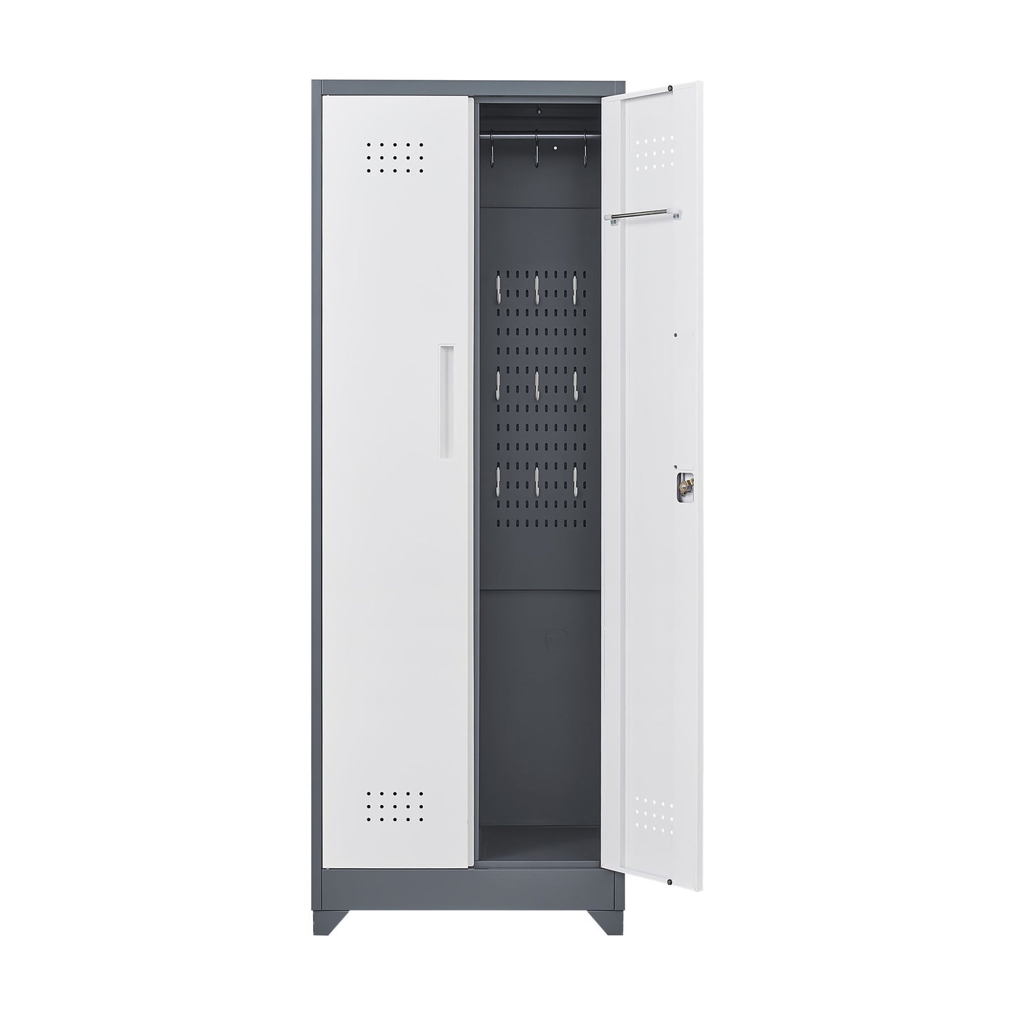 Lockers With Locking Doors, Adjustable Shelves, High Broom Tool Storage Cabinet
