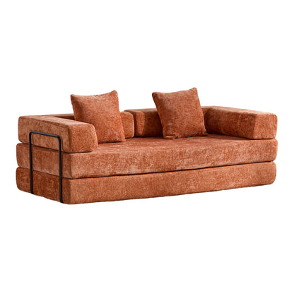 Convertible Floor Sofa Bed With Pillow Back Support Armrest