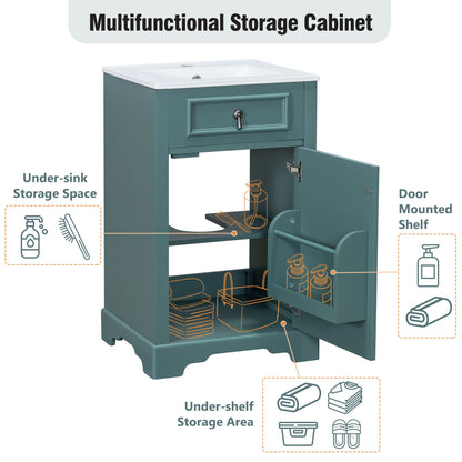 Elegant Bathroom Vanity With Ceramic Sink, Soft Close Door, Adjustable Shelf