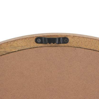 Circle Wall Mirror With Wooden Frame, Wall Mirror For Living Room