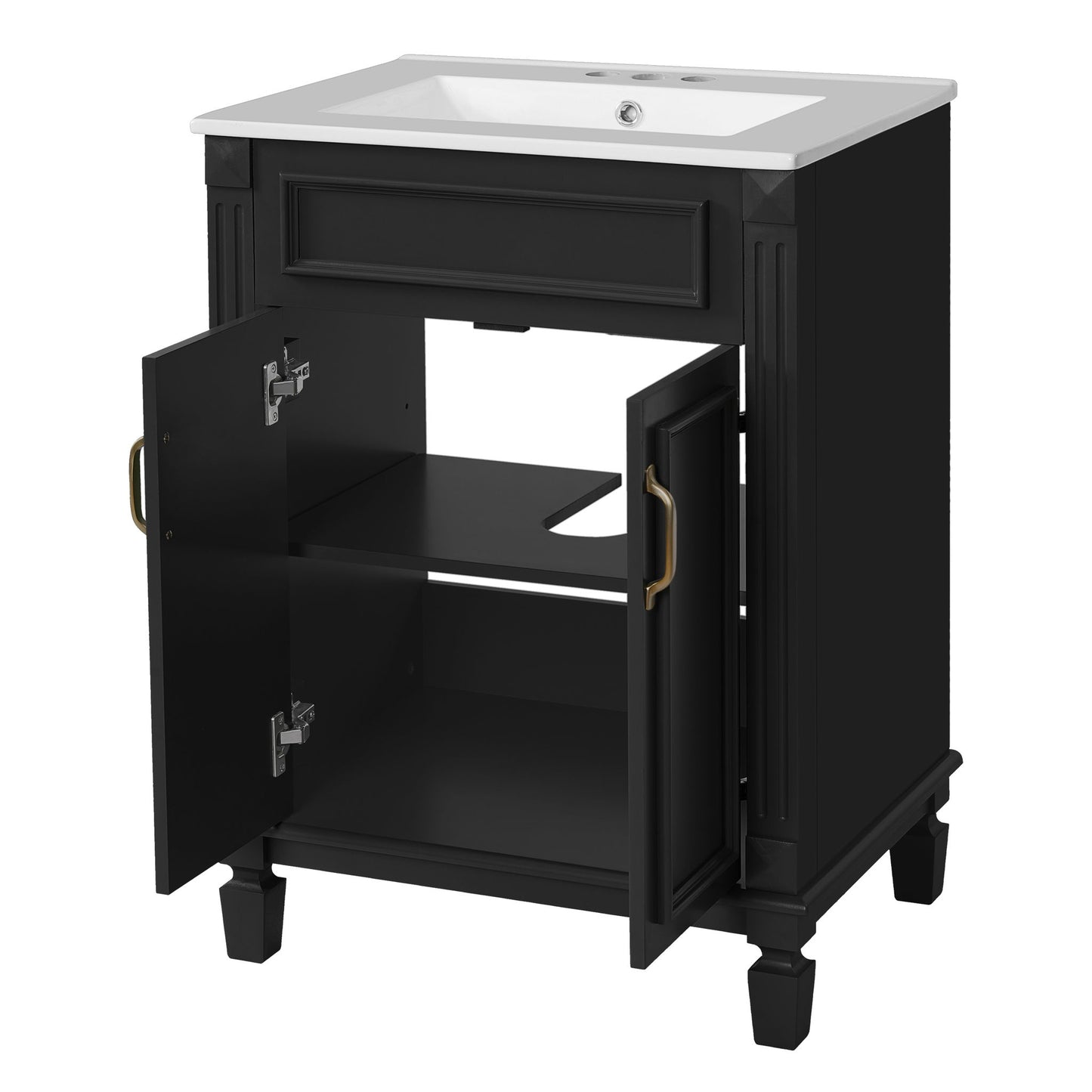 Bathroom Vanity With Top Sink, Cabinet With 2 Soft Closing Doors