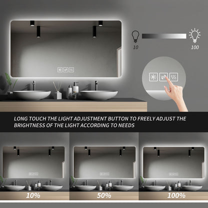 Wall Mounted Bathroom Full Length Makeup Mirror With 3 Color Lighting - Clear