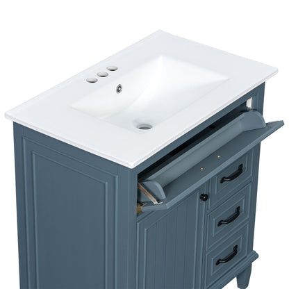 Bathroom Vanity With Sink Top, Flip Drawers, Adjustable Shelf