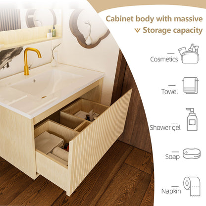 Wall Mounted Floating Bathroom Vanity With Sink And Drawers