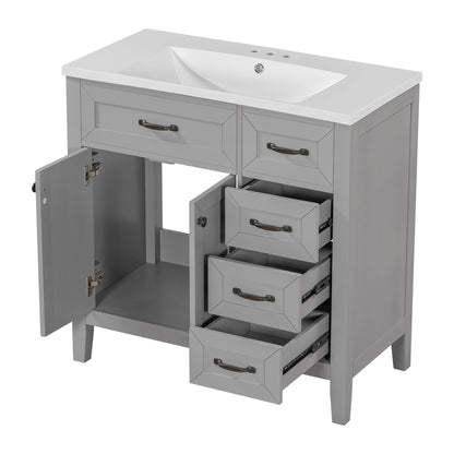 Modern Bathroom Vanity With Sink, Freestanding With Drawers And Doors