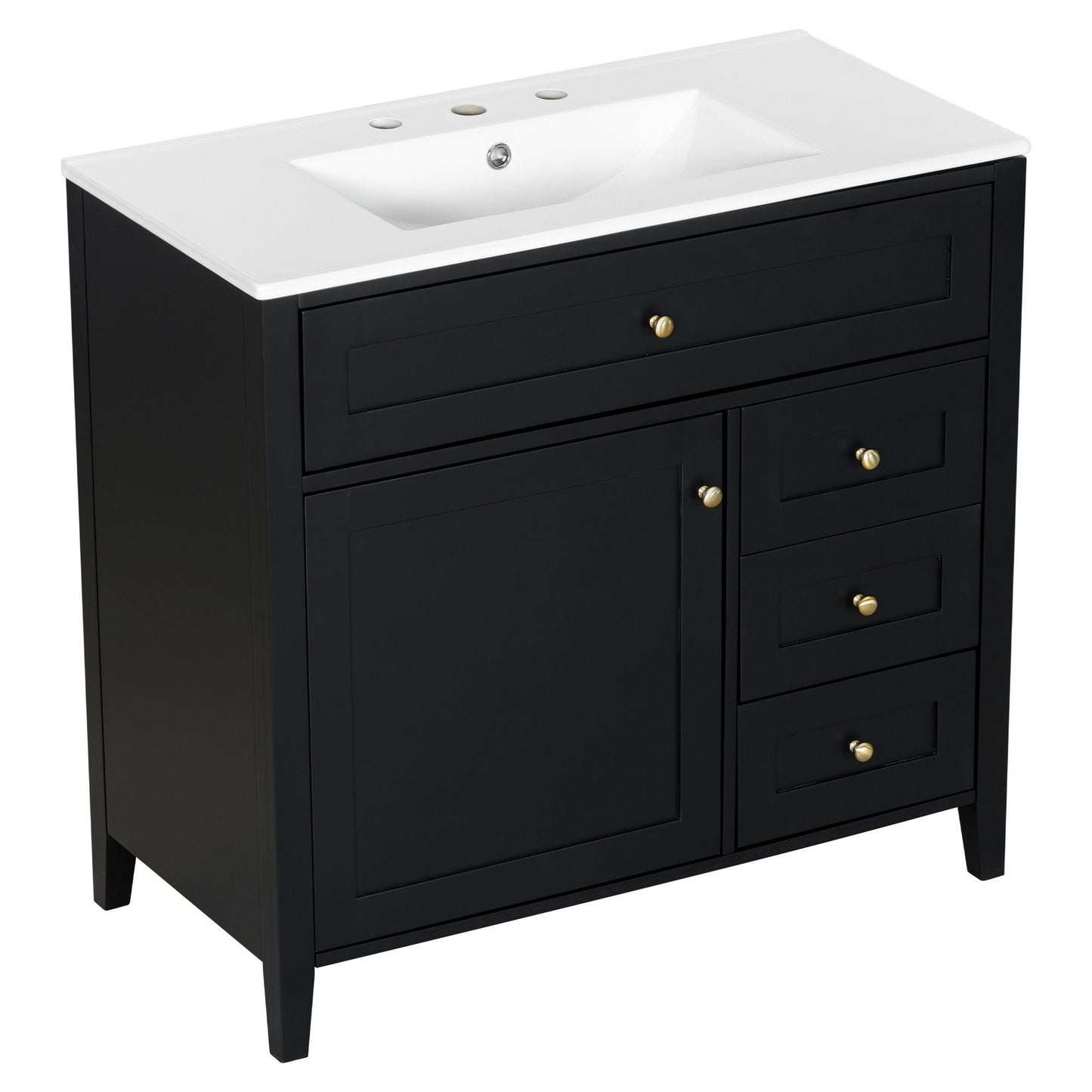 Bathroom Vanity With Sink, Cabinet With 3 Drawers And Adjustable Shelf