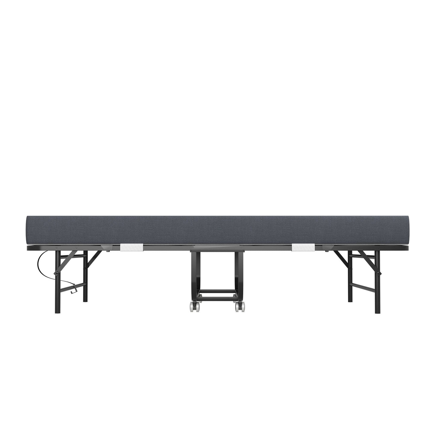 Twin Extra Long Folding Bed For Tall People, Heavy-Duty Rollaway Guest With Memory Foam Mattress - Black