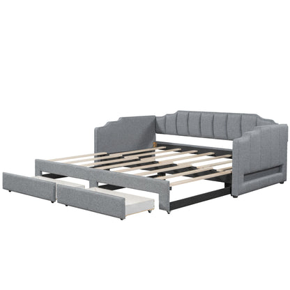 Extendable Daybed With LED Light And 2 Storage Drawers