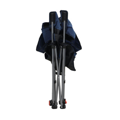 Outdoor Camping Chair With 3 Level Reclining, Side Pockets & Cup Holder, Folding With Carry Bag - Dark Blue