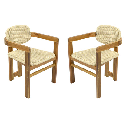 Outdoor Accent Armchairs For Patio (Set of 2) - Natural / Teak