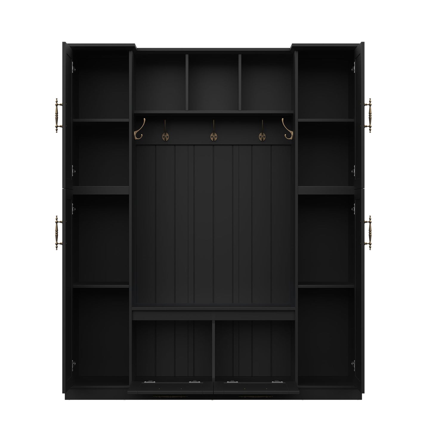 Hall Tree With 4 Side Cabinets
