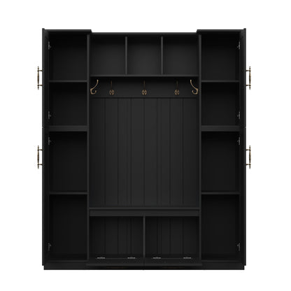 Hall Tree With 4 Side Cabinets