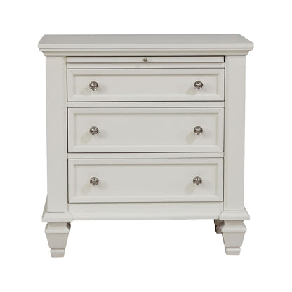 Cottage 3 Drawer Nightstand With Pull Out Tray - Cream White