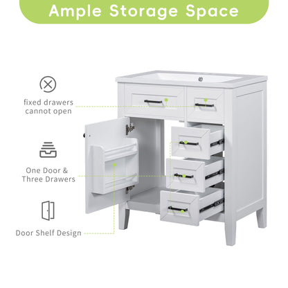 Modern Bathroom Vanity With Sink Combo, 3 Drawers, Undermount Drop-In Sink