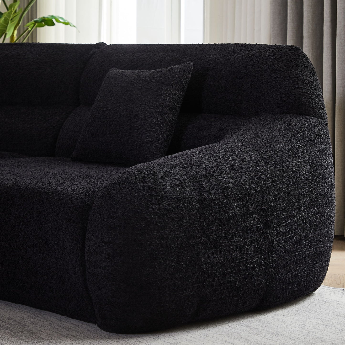 Luxury Curved Corner Sectional Sofa With 4 Pillows