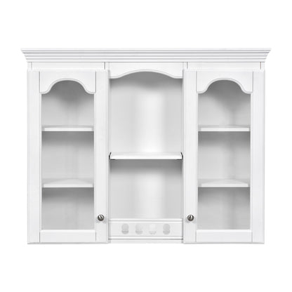 Wall-Mounted Medicine Cabinet With 2 Glass Doors, Adjustable Shelves - White