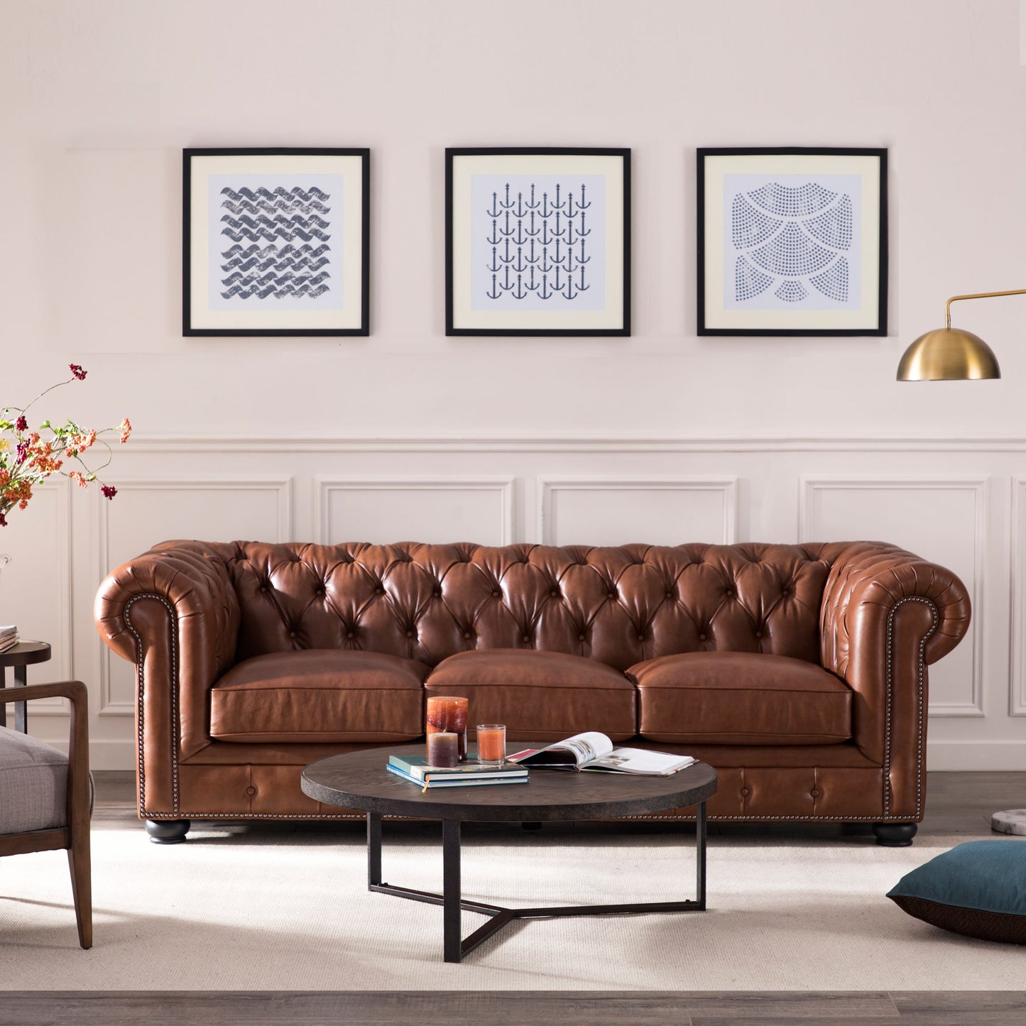 Traditional Tufted Chesterfield Nailhead Sofa