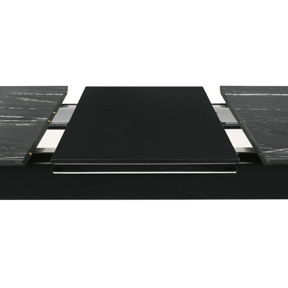 Bellingham - Dining Table With Self Storing Extension Leaf - Black Marble-Look Sintered Stone