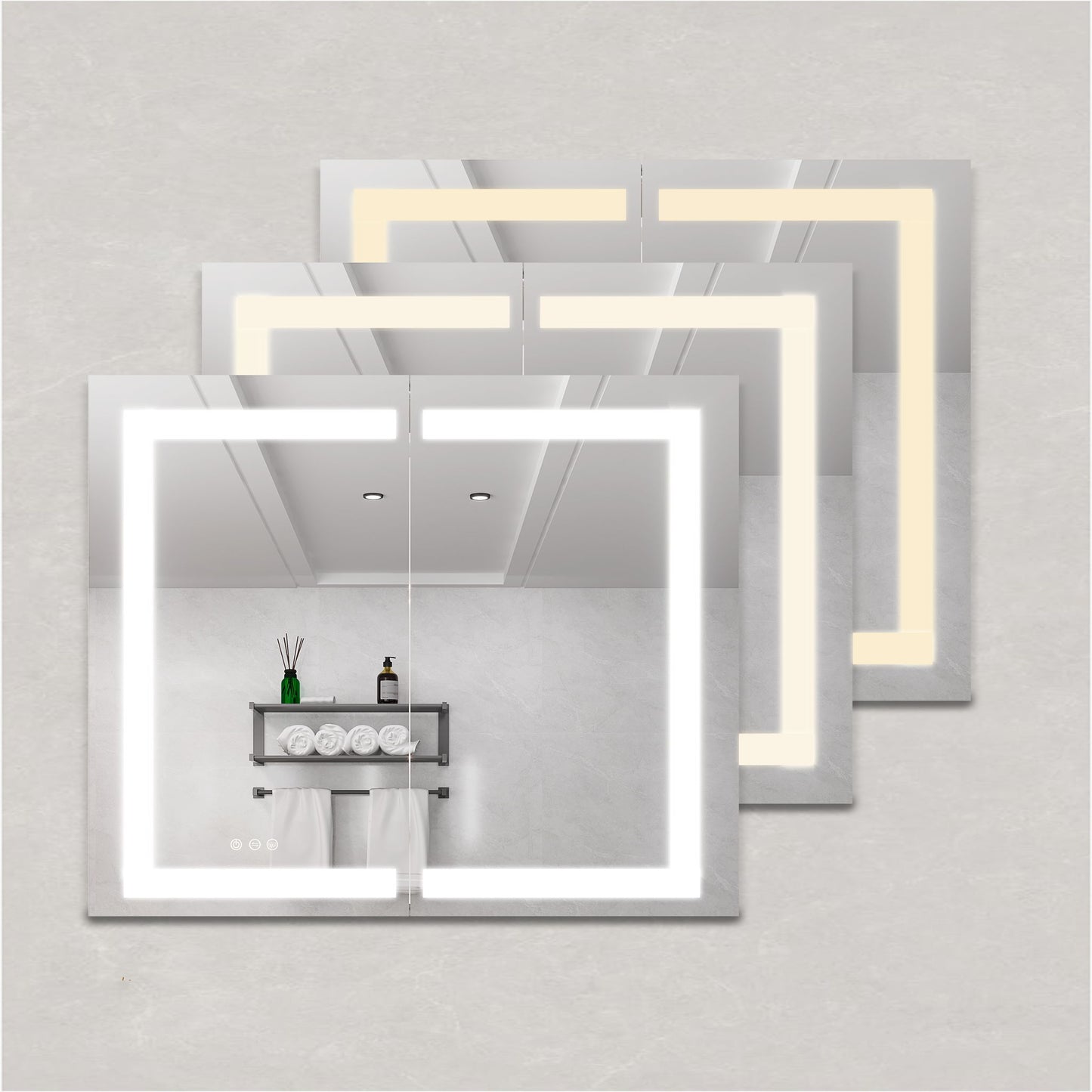 Medicine Cabinet With LED Vanity Mirror, Anti-Fog, Waterproof, Dimmable With Touch Switch