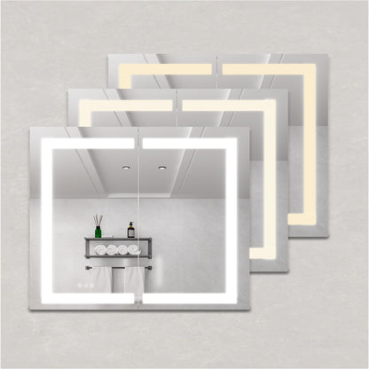 Medicine Cabinet With LED Vanity Mirror, Anti-Fog, Waterproof, Dimmable With Touch Switch
