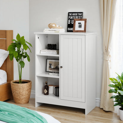 Classic Freestanding Bathroom And Kitchen Storage Cabinet With Adjustable Shelves - White