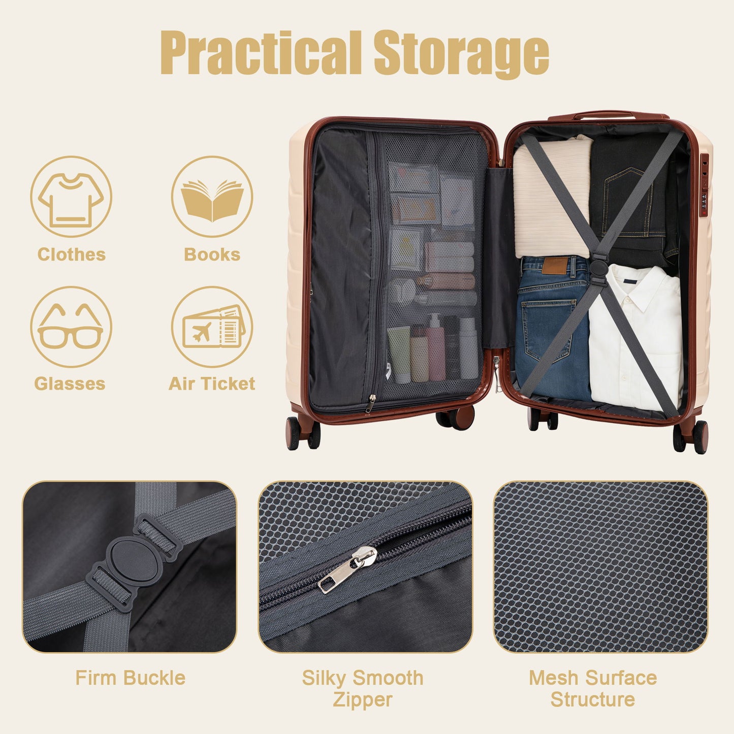 Hard Shell Travel Luggage With Scratch Resistant Surface