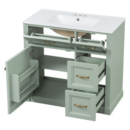 Modern Bathroom Vanity With Sink, 4 Drawers, Soft-Close Door, Adjustable Shelf