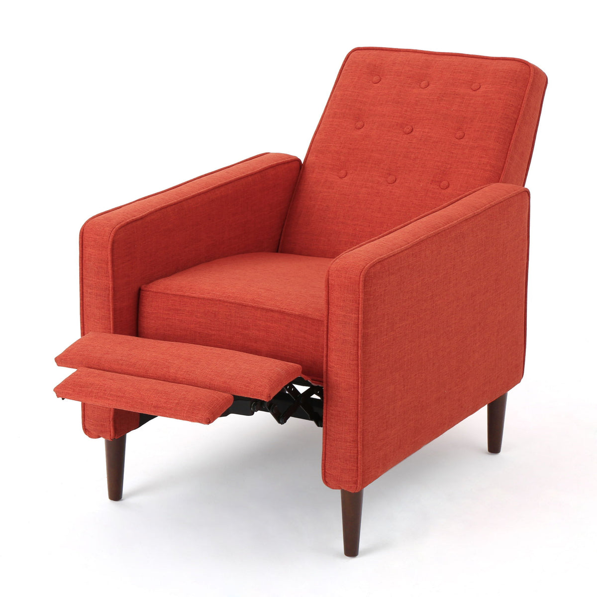 Mid-Century Modern Recliner With Button Tufted Waffle Stitch