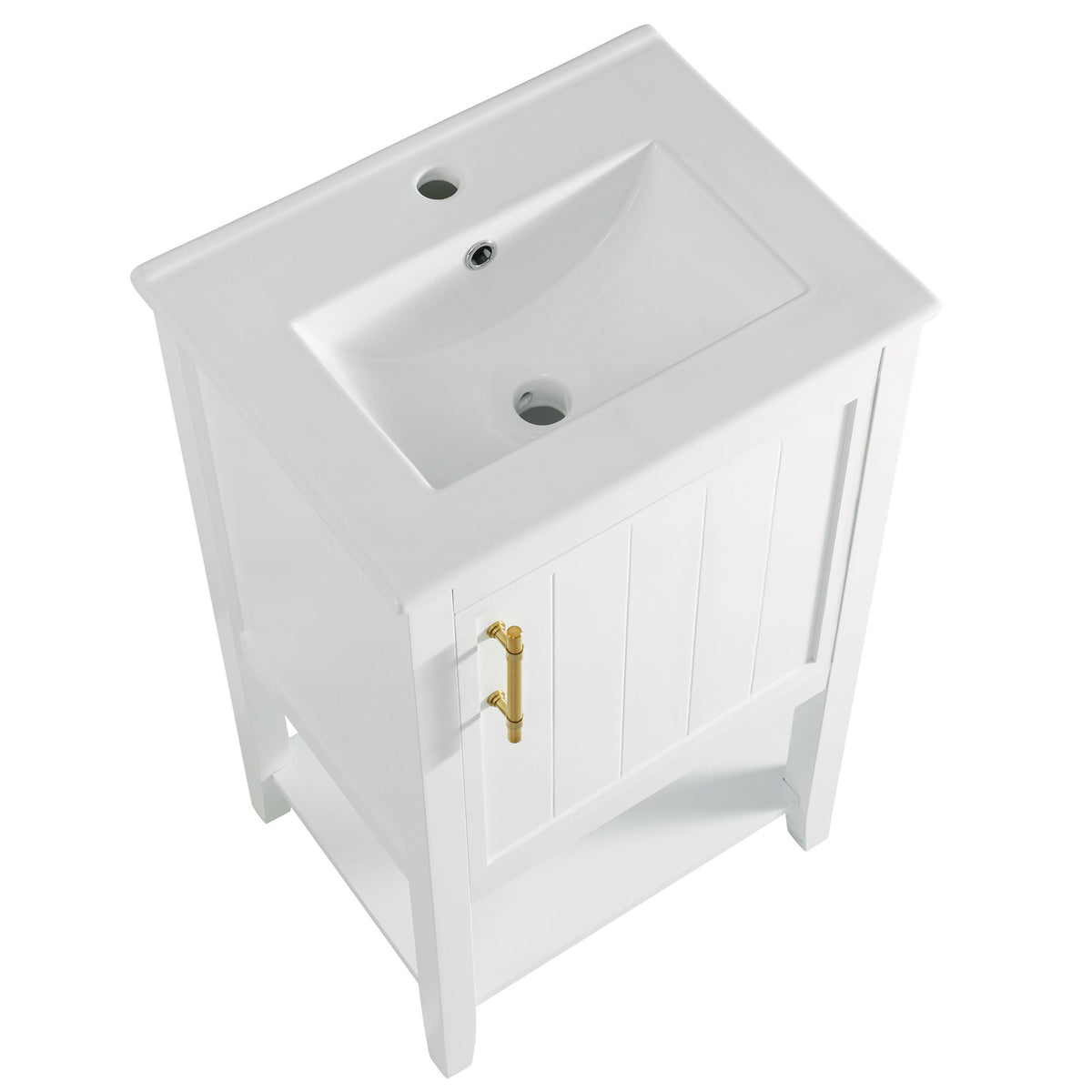Modern Bathroom Vanity With Sink, Soft-Closing Door And Open Shelf