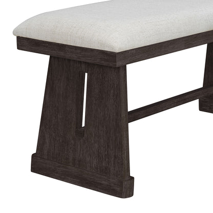 Dining Set With Rectangular Table, 4 Upholstered Chairs & 1 Padded Bench