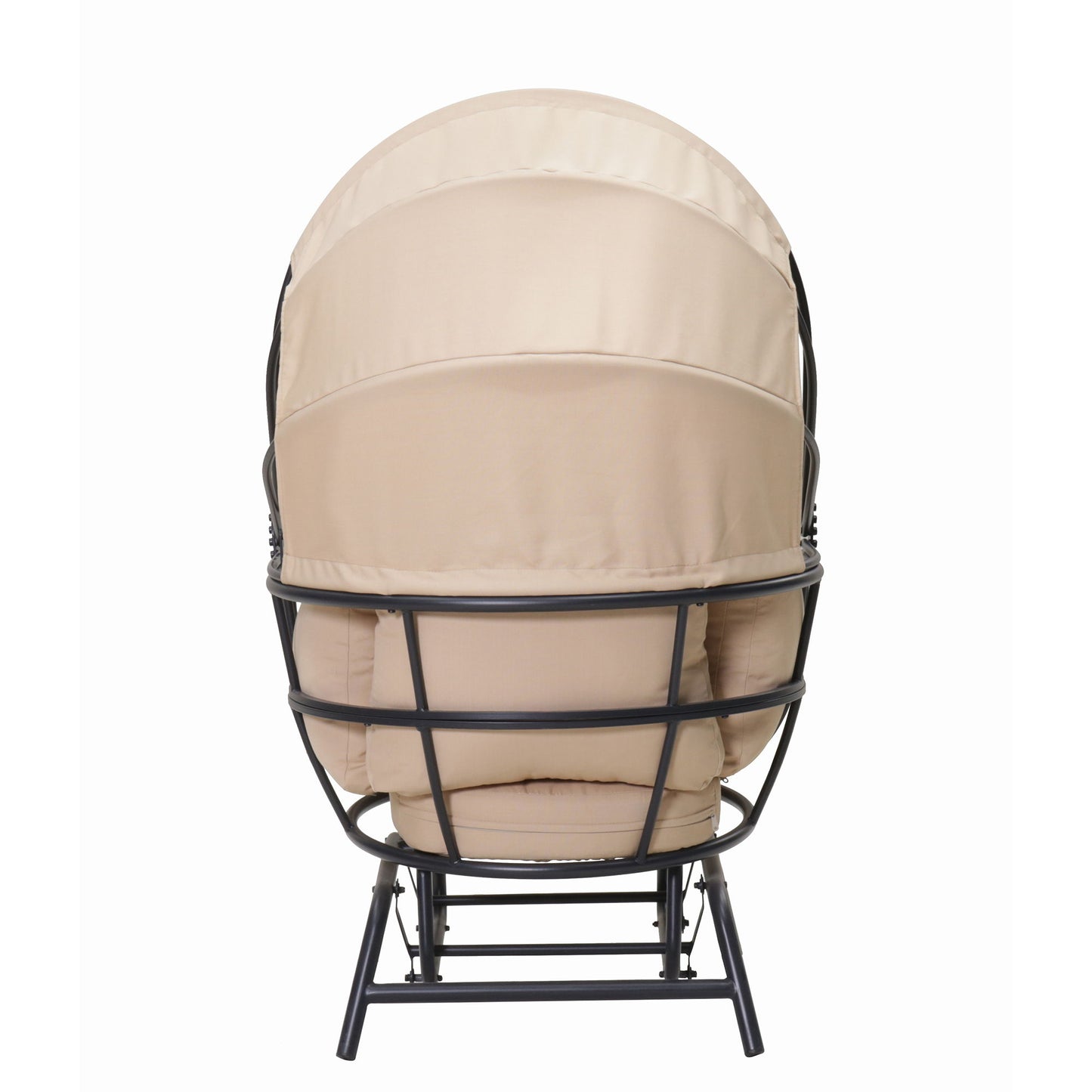 Egg Chair With Cushion And Retractable Canopy - Black / Taupe