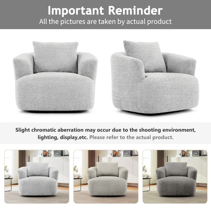 360° Swivel Barrel Sofa Chair With Throw Pillow, Upholstered Accent Chair