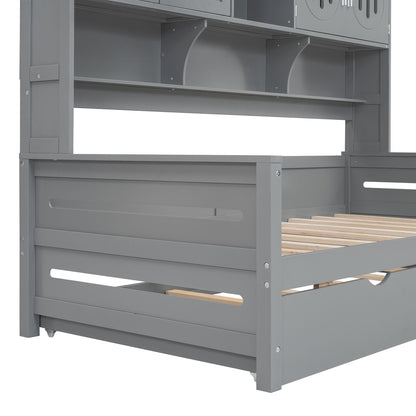 Daybed With All-In-One Cabinet And Shelf