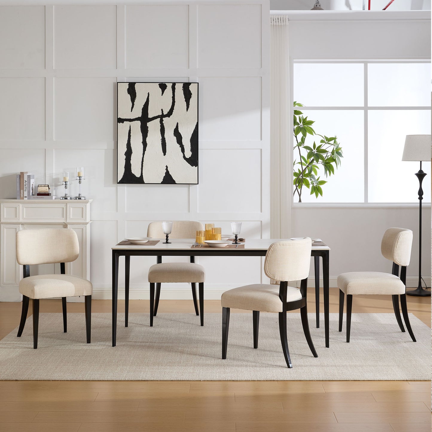 Kitchen Dining Chairs (Set of 2) - Cream