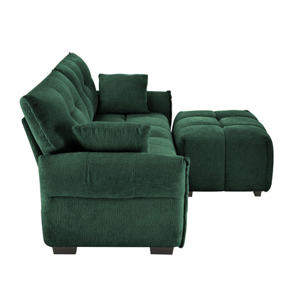 Sofa Set With Ottoman And Pillows, Textured, High Resilience Cushions