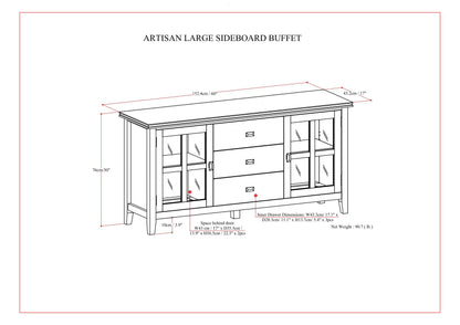 Artisan - Large Sideboard Buffet - Dark Chestnut Brown
