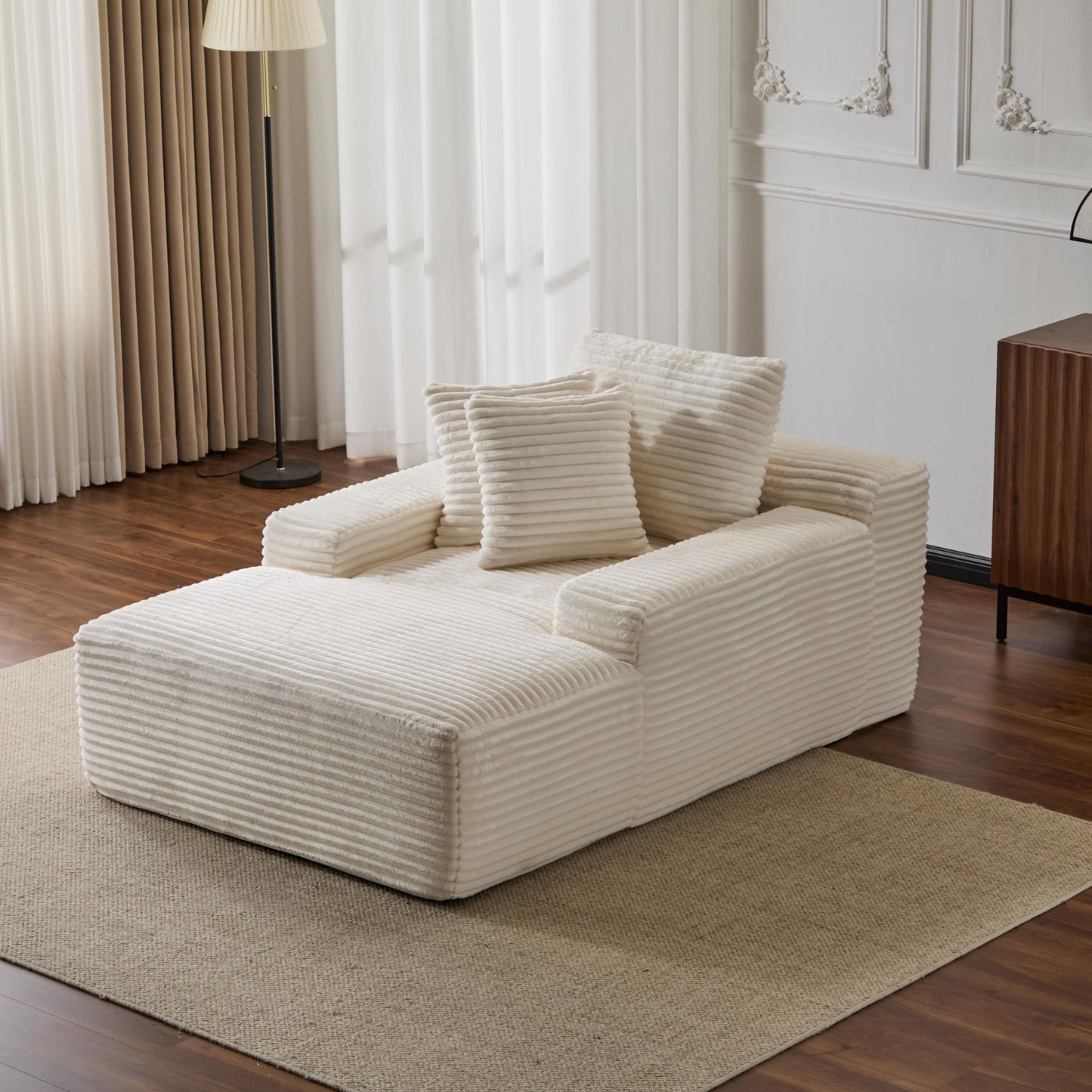 Oversized Chaise Lounge Chair Cozy Cloud Couch With 3 Throw Pillows And Wide Armrest