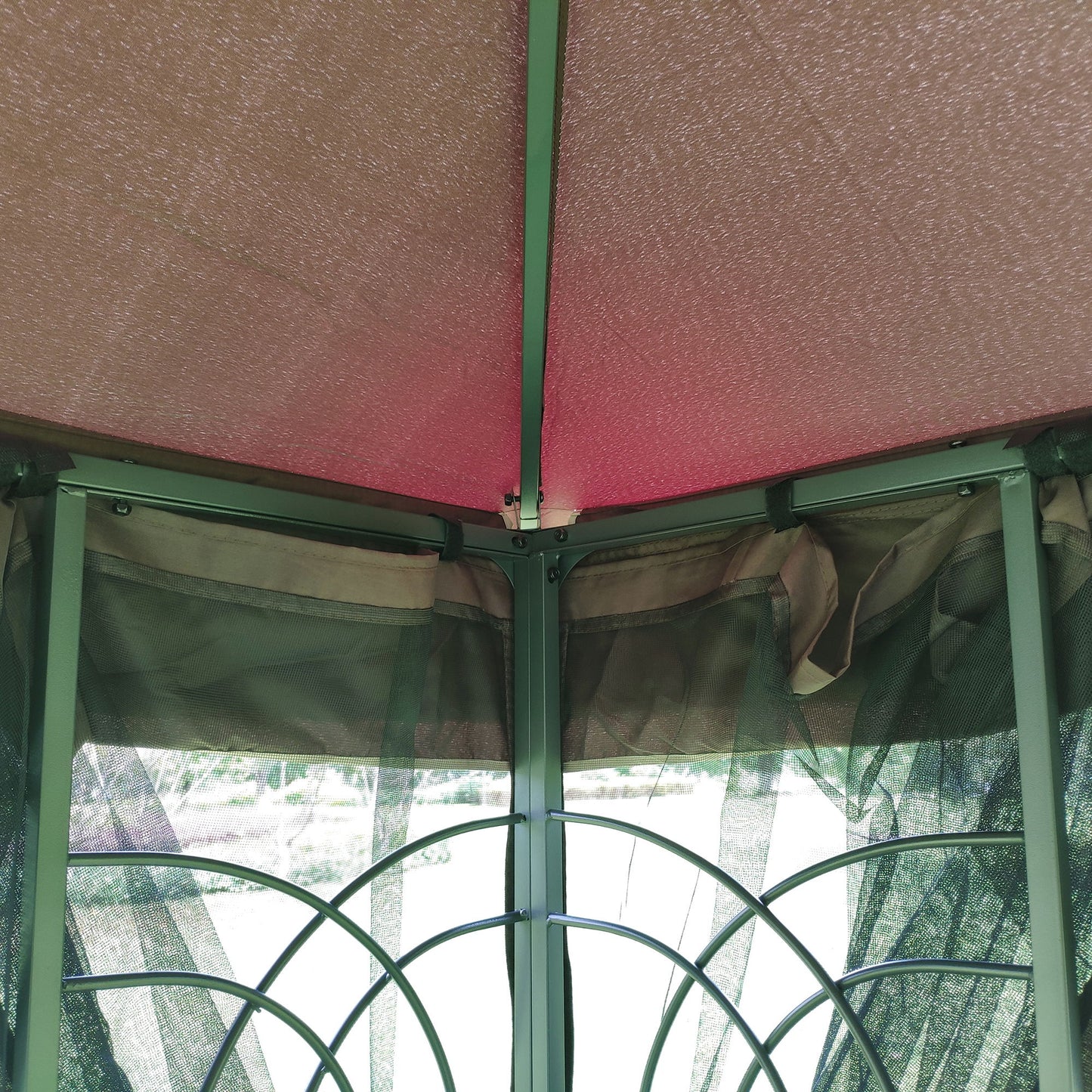 13 0 Outdoor Patio Gazebo Canopy Tent With Ventilated Double Roof And Mosquito Net (Detachable Mesh Screen On All Sides) Suitable For Lawn Garden Backyard And Deck Top - Brown