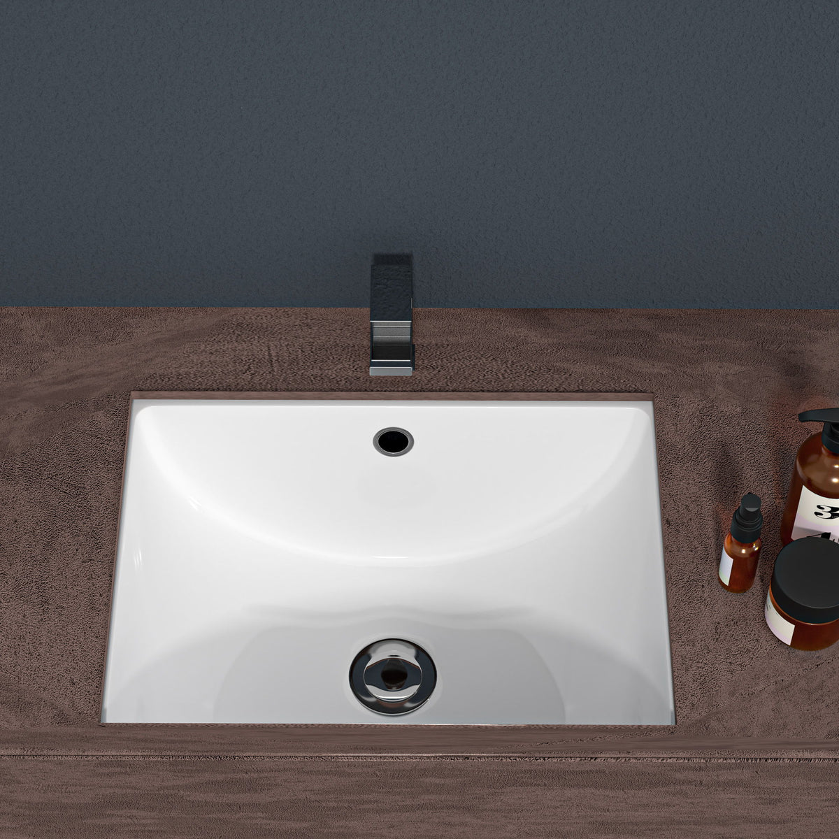 European Style Ceramic Rectangular Undermount Bathroom Sink With Overflow