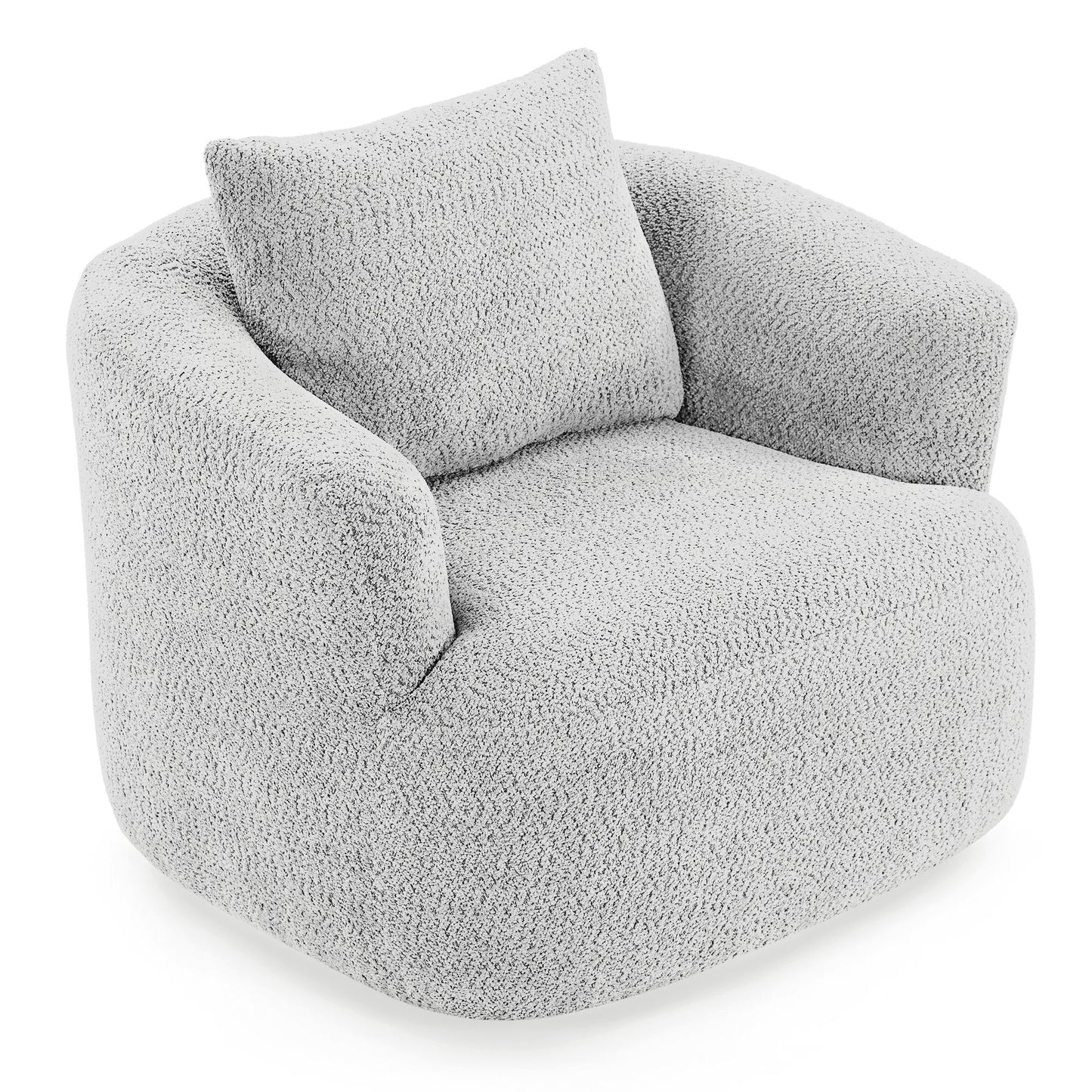 360° Swivel Barrel Sofa Chair With Throw Pillow, Upholstered Accent Chair