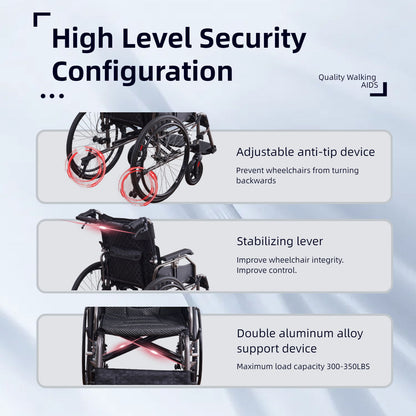 Premium Foldable Transport Wheelchair For Adults