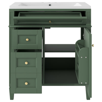 Bathroom Vanity With Medicine Cabinet, Royal Mirror Cabinet, Modern Bathroom Storage Cabinet With 2 Soft Closing Doors And 4 Drawers