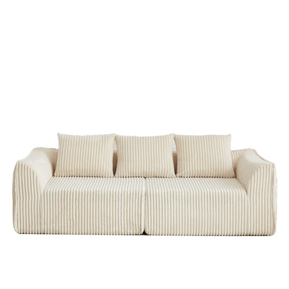 Minimalist 3 Seater Sofa With Curved Lines And Gently Sloped Backrest