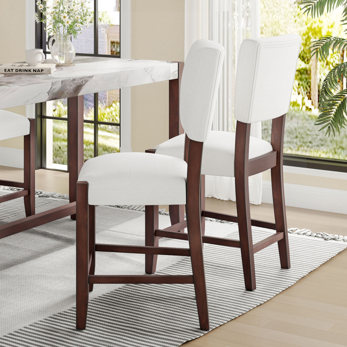 Mid Century Modern Bar Stools, Upholstered Counter Chairs