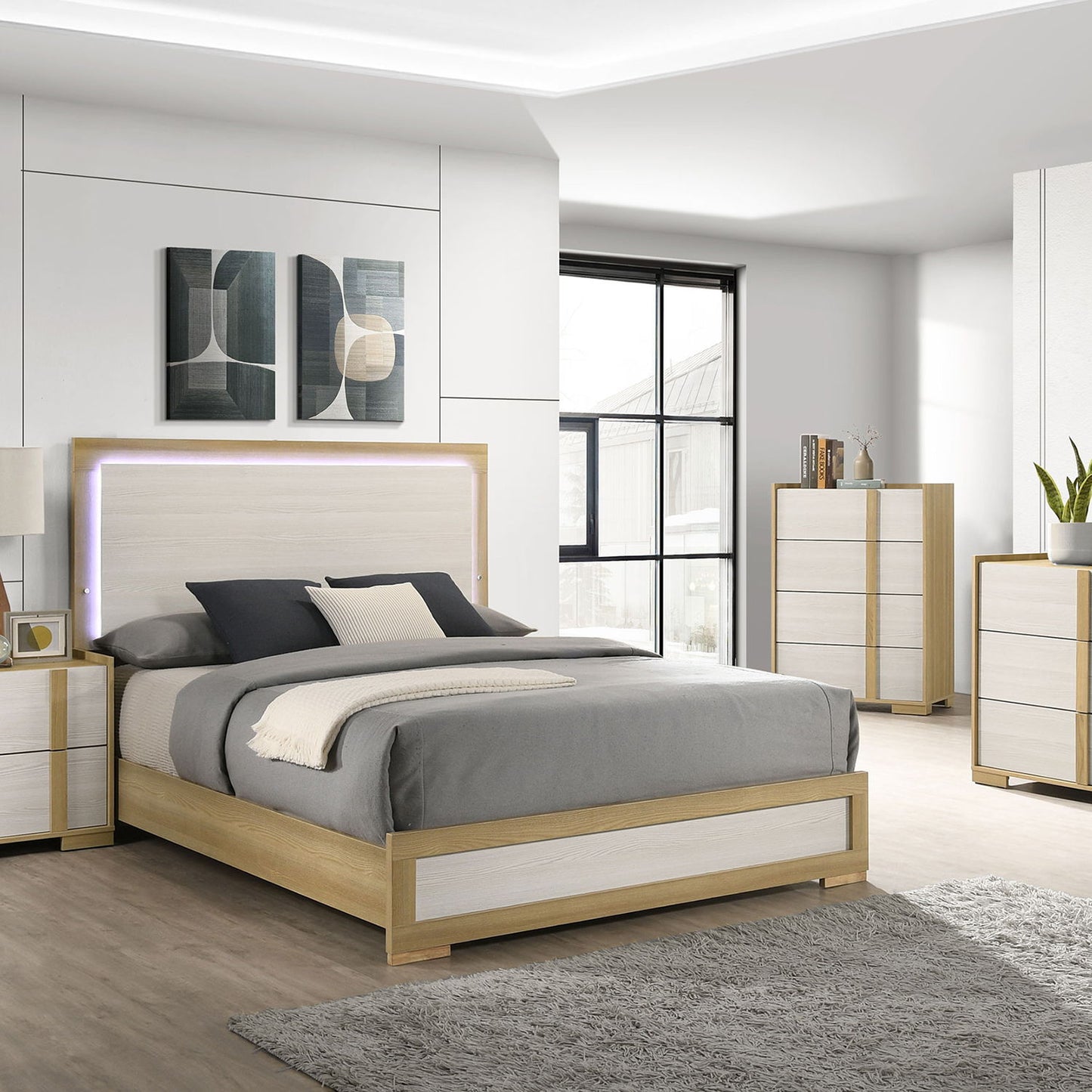Lincoln - LED Panel Bed With Touch Light Headboard