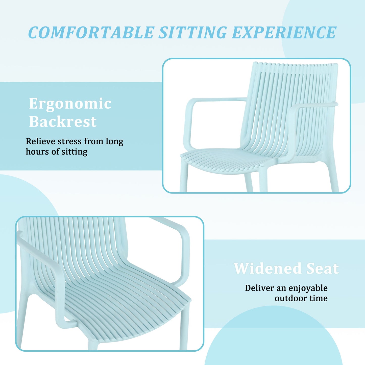 4 Modern Stackable Armchair Matched With Long Table