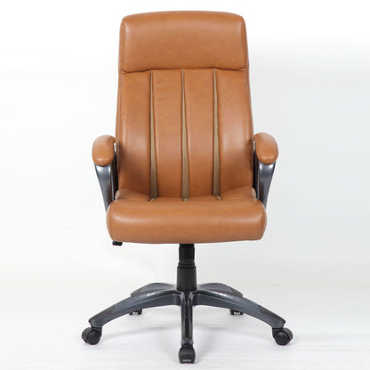 Executive Office Chair, Height Adjustable, Swivel With Padded Armrest & 5 Point Base - Antique Brown