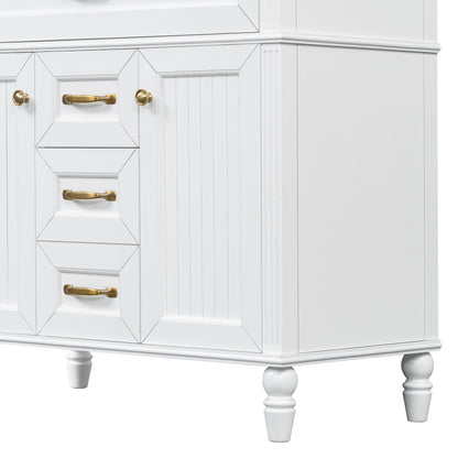 Bathroom Vanity With Sink, Flip-Out Top Drawer, Soft Close Doors, 2 Storage Drawers